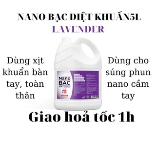 Can Nano bạc AHT 5 lít diệt khuẩn (không cồn) hương tinh dầu lavender - dùng cho rửa tay, xịt vật dụng, nhà cửa