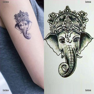 (Eetmo) Waterproof Temporary Tattoo Sticker Ganesha Elephant Water Transfer Fake Tattoos