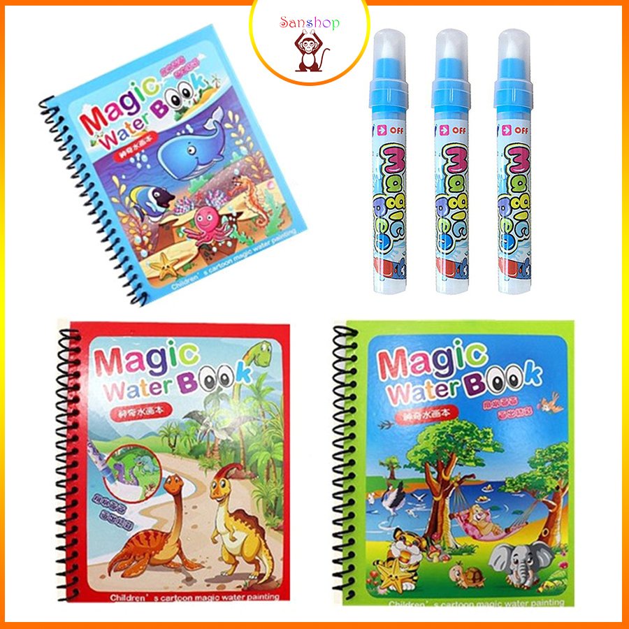 Đồ chơi tranh tô màu nước ma thuật, sách tập tô thần kỳ sử dụng nhiều lần, đa dạng chủ đề