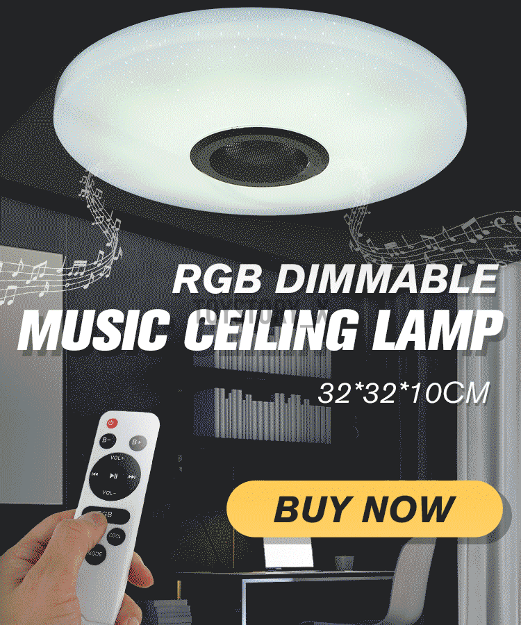 In Stock AC180-265V LED Music Ceiling Lamp APP+Remote Control Bedroom Study Living Room