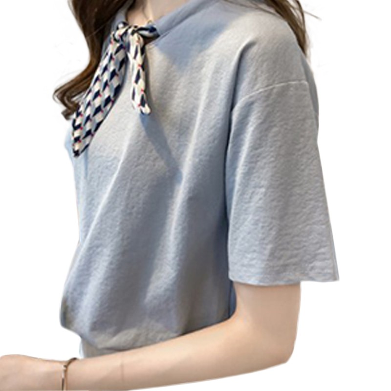 Áo thun tay ngắn cổ tròn thiết kế dáng rộng che khuyết điểm