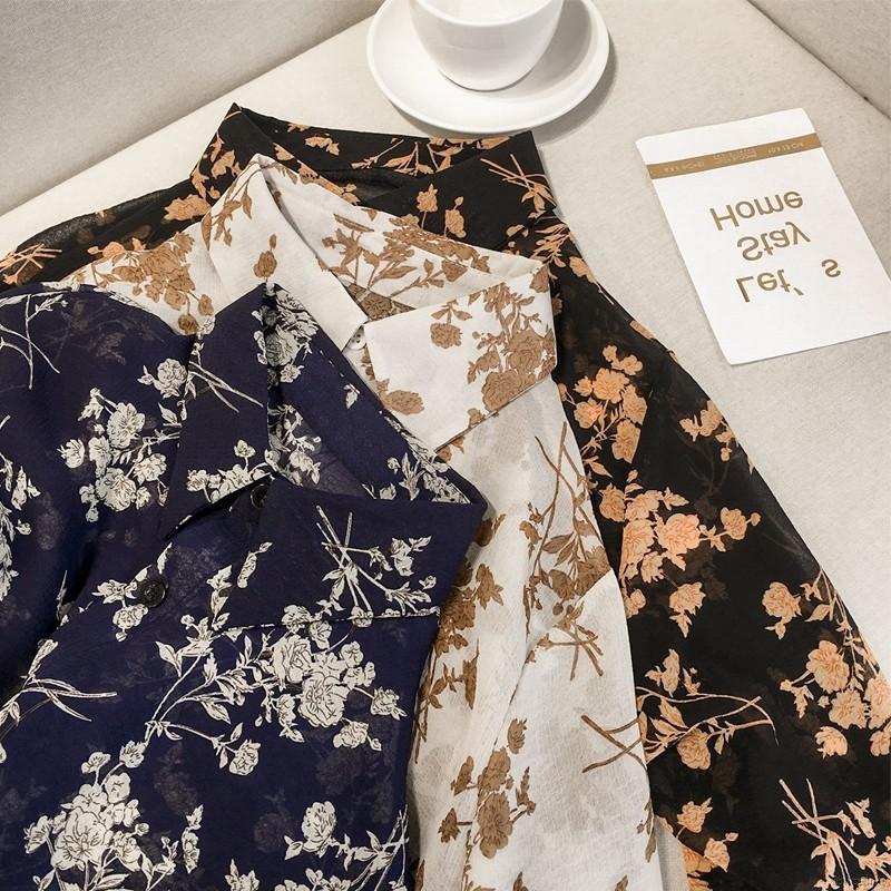 Áo sơ mi dài tay in họa tiết hoa nhã nhặn dành cho nữ