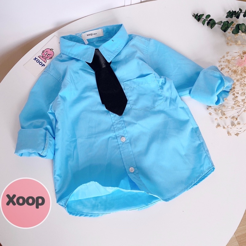 SALE !!! ÁO SƠ MI XOOP DÀI TAY CÓ TÚI ÁO KÈM CAVAT HÀNG CAO CẤP CHO BÉ TRAI(8-18kg)(SP001616 )