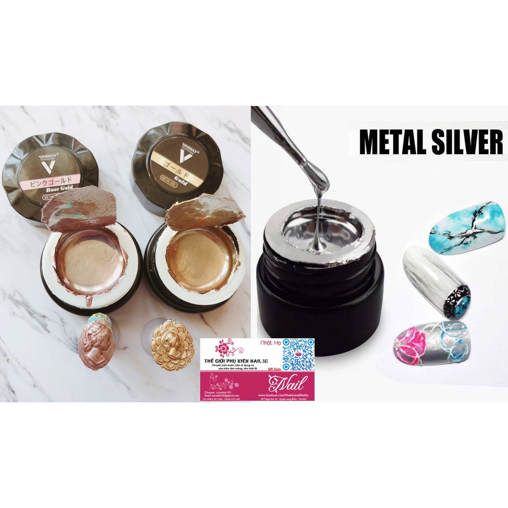 Gel Vẽ Metal Hiệu Vinimay - Sang Trọng Trong Từng Nét Vẽ - 3 màu  Bạc(Silver), Vàng(Gold), Hồng(Rose Gold)