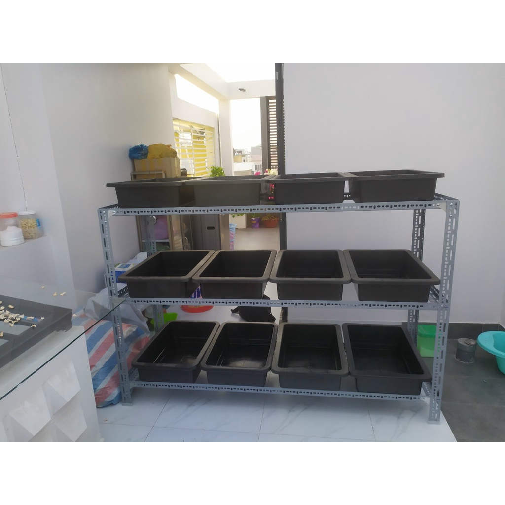 Kệ v lỗ trồng rau ,'rộng 67cm x dài 1.3m" x  nhiều tầng