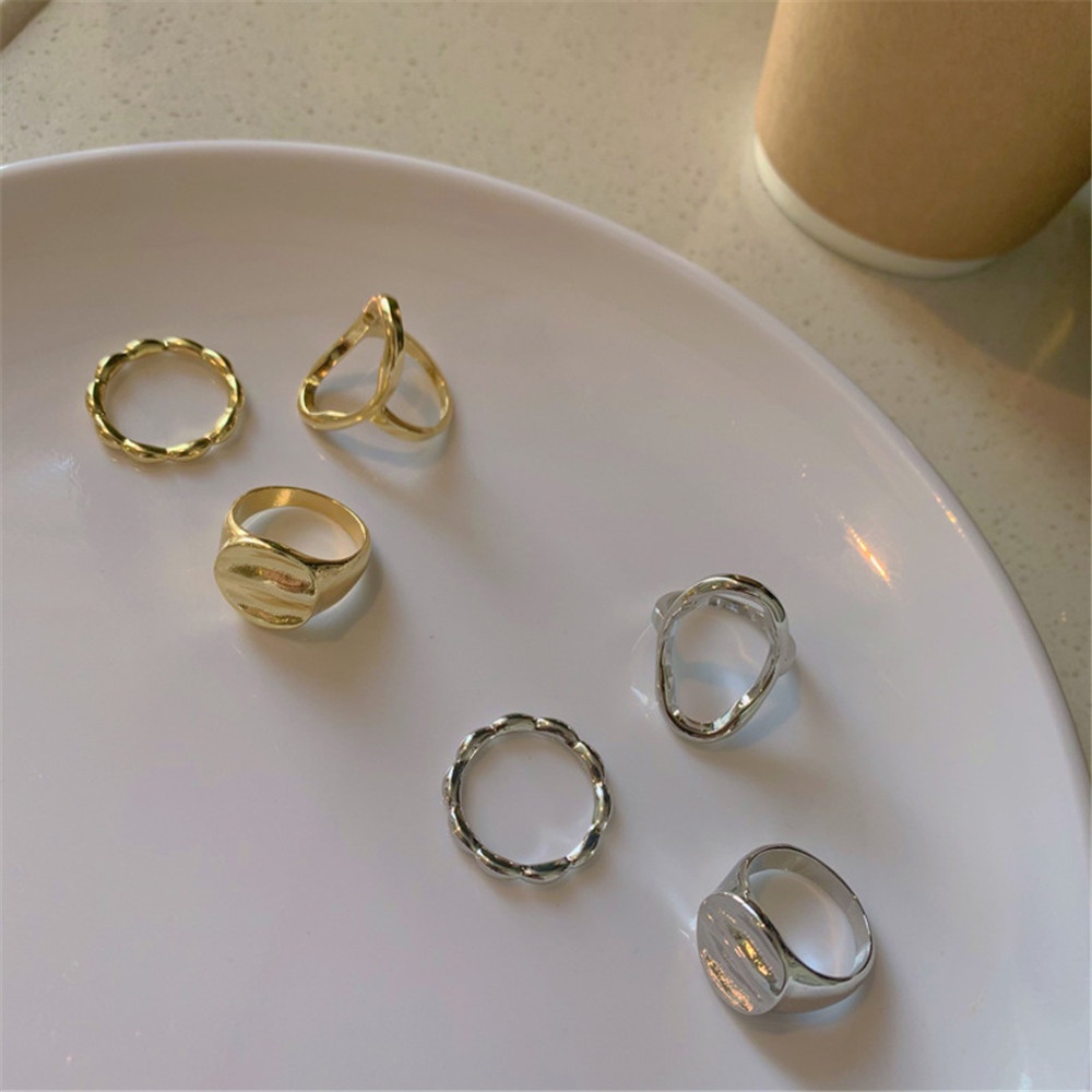 Set 3 Nhẫn Đeo Tay Kim Loại Thời Trang Yanqueens Cho Nữ