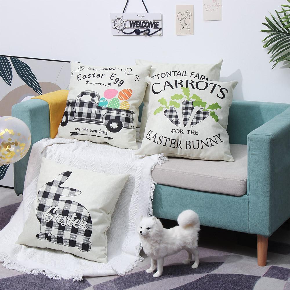 1 Vỏ Gối Sofa In Hình Thỏ Phục Sinh Dễ Thương