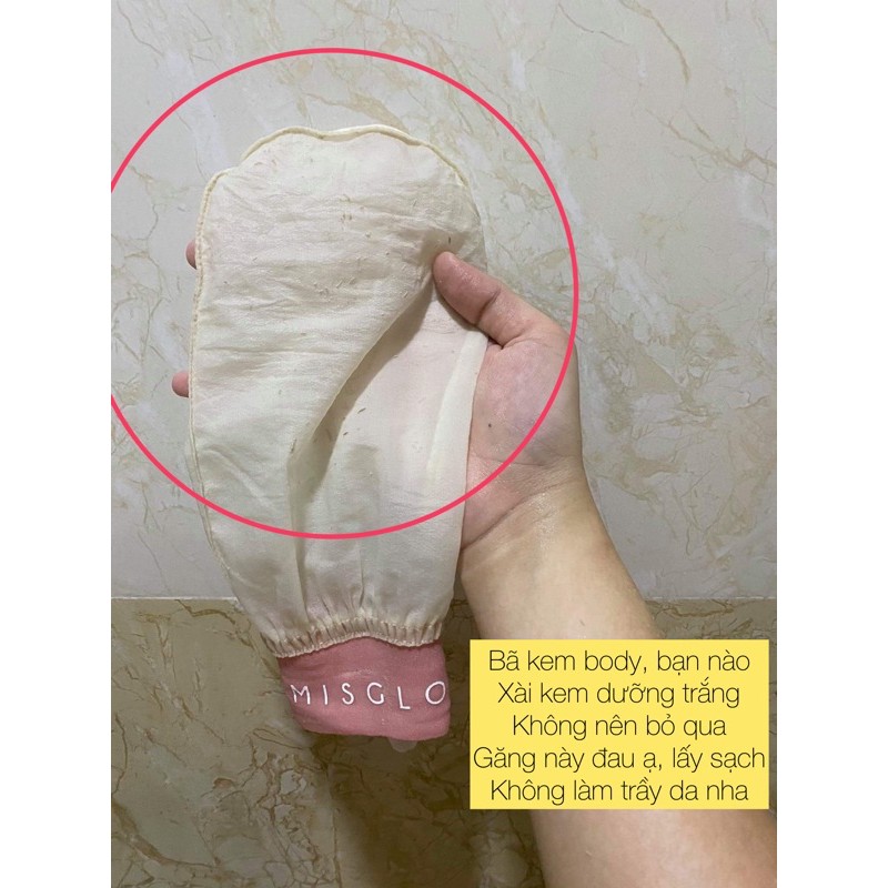 Găng Tay Tẩy Da Chết Cao Cấp MISGLO Chính Hãng Turkish Raw Cocoon Silk 100%
