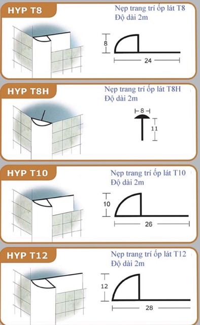 Nẹp Nhựa PVC - HYM - T10 chuyên ốp lát gạch