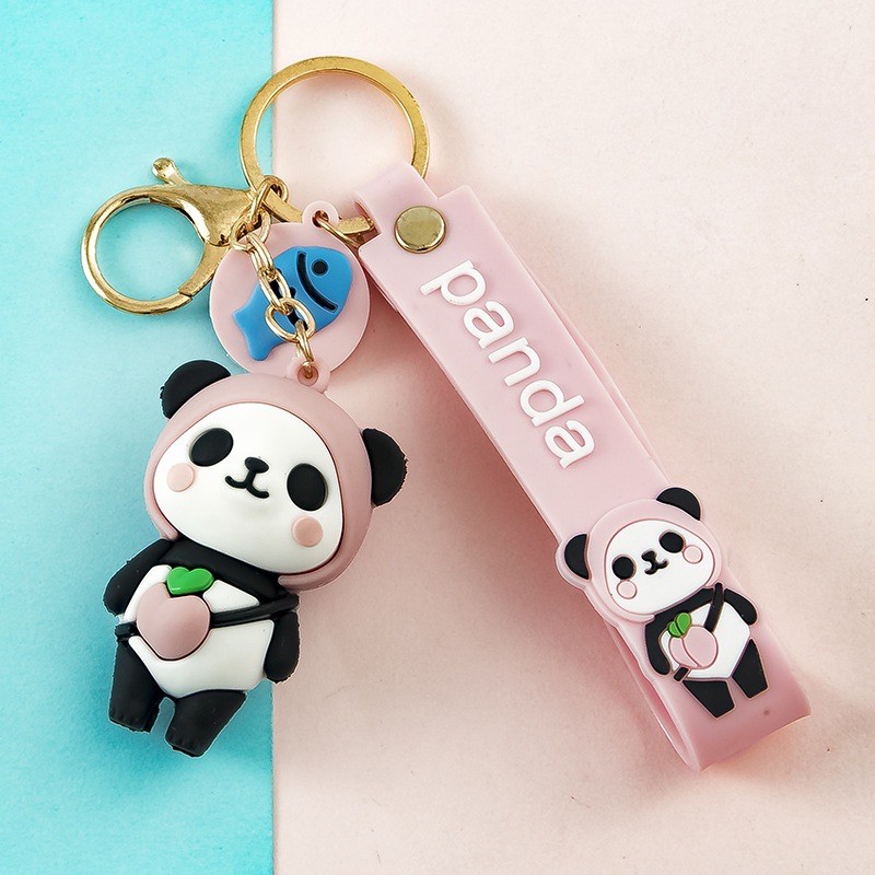 Móc khoá gấu trúc kèm dây và tag