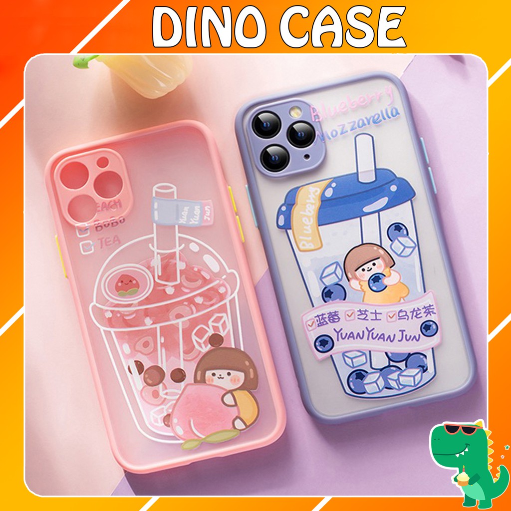 Ốp lưng iphone viền nhám Trà sữa Yuanyuanjun bảo vệ camera 6/6plus/7plus/8plus/x/xs/xs max/11/11promax DT05- Dino case