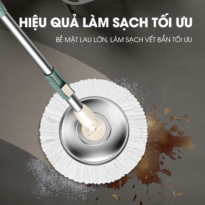 Bộ cây lau nhà cao cấp xoay 360 độ SAMONO SCM003 lau sạch mọi ngóc ngách sàn nhà 2 ngăn chứa lau khô lau ướt thông minh