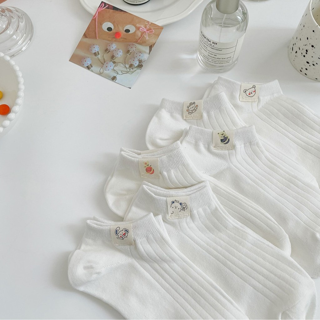 TẤT TEM NGẮN TRẮNG Con sâu xanh