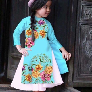 Bộ áo dài cách tân bé gái