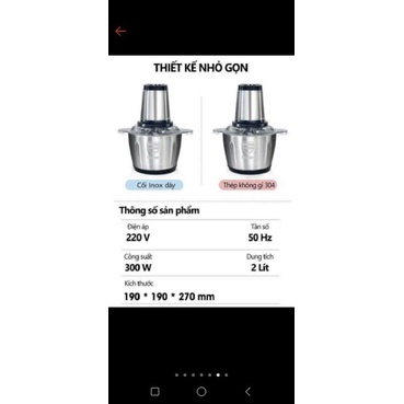 Máy xay thịt đa năng kitchen food cối inox 2 lit