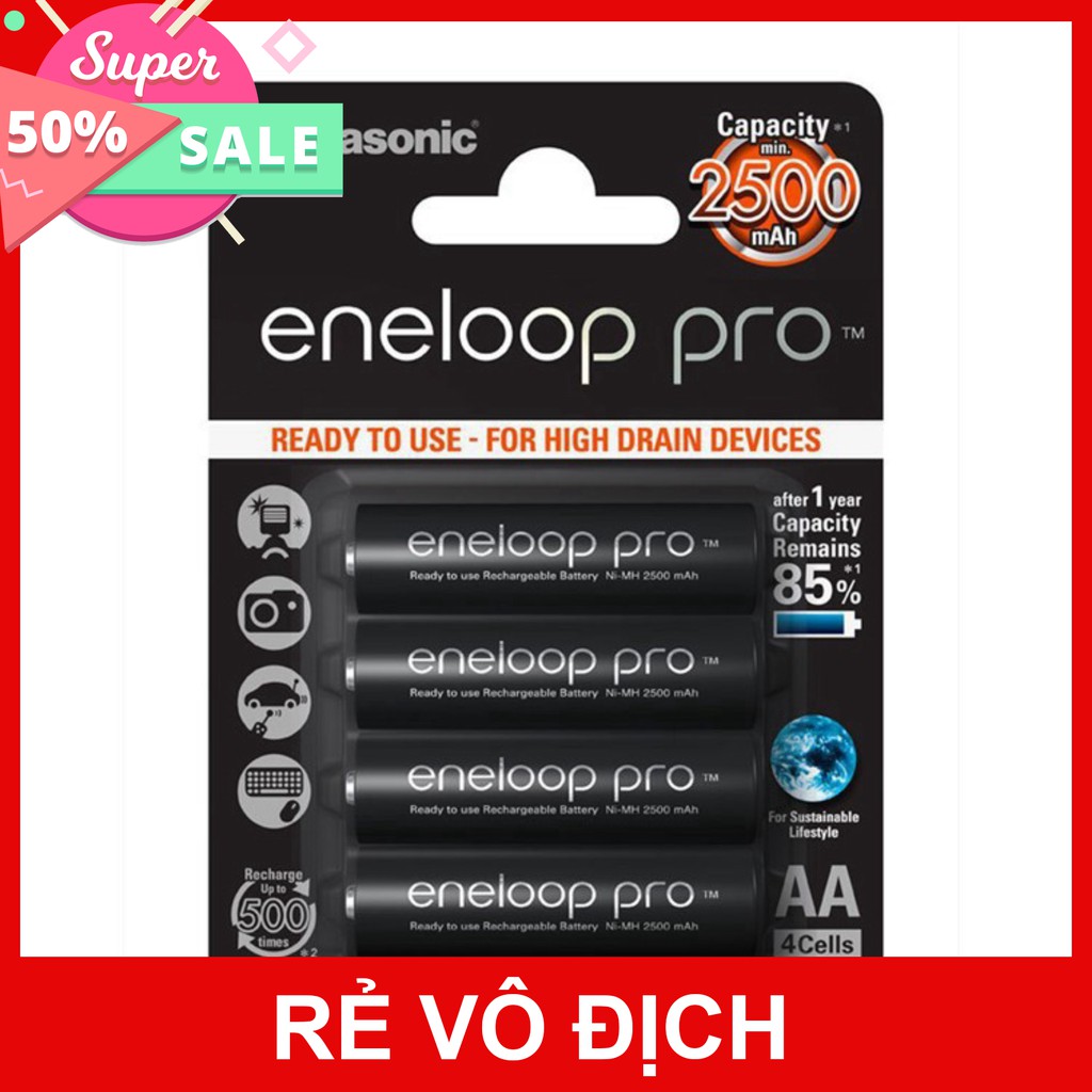 (RẺ VÔ ĐỐI) Pin sạc AA ( Pin tiểu ) eneloop pro 2500mAh - 4 viên