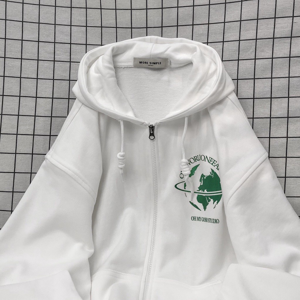 Khoác Nỉ Hoodie Dáng Rộng In Hình Quả Cầu Mũ To Uniswx Dáng Rộng Phong Cách Hàn Quốc