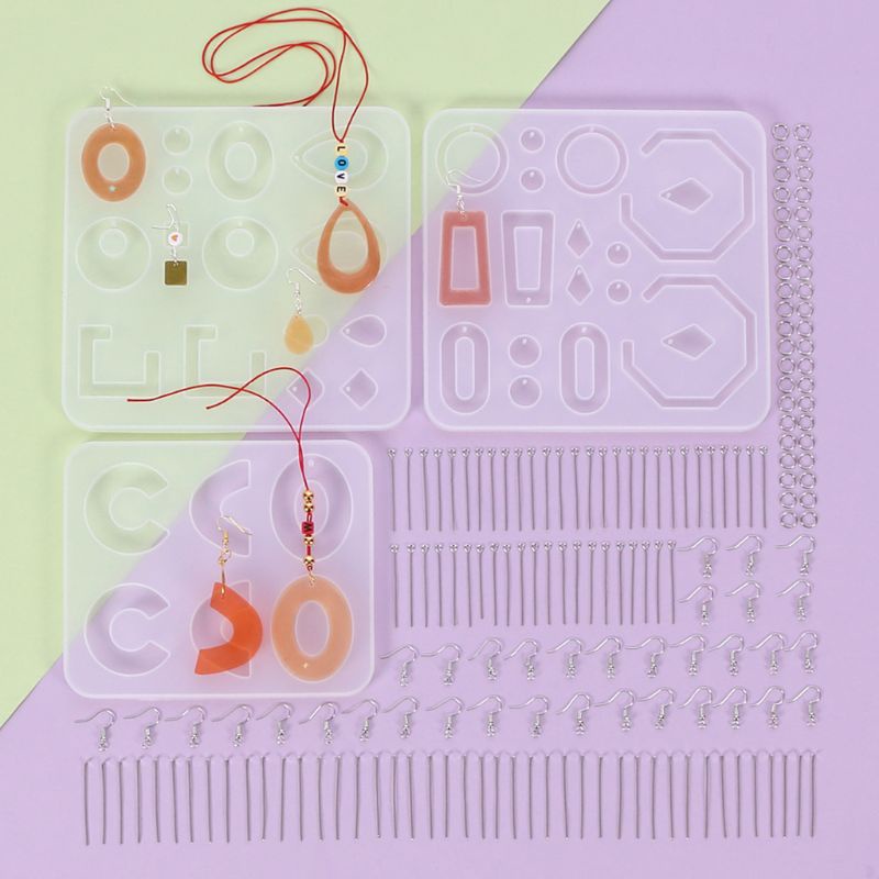 1 Bộ Khuôn Làm Bông Tai Epoxy Resin Hình Học DIY