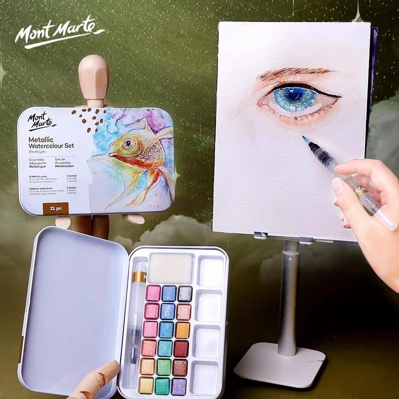 Màu nhũ cao cấp Mont Marte Metallic Watercolour Set Premium