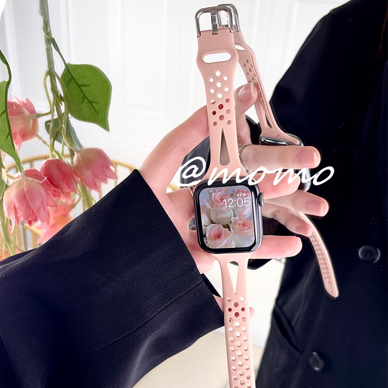 Dây Đeo Bằng Silicone Cao Su Thoáng Khí Cho Apple Watch Serise 7 6 5 4 3 2 SE