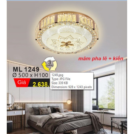 Đèn Mâm Ốp Trần Pha Lê -Thủy tinh, Đèn Trang Trí Phòng Khách/Phòng Ngủ Sang Trọng