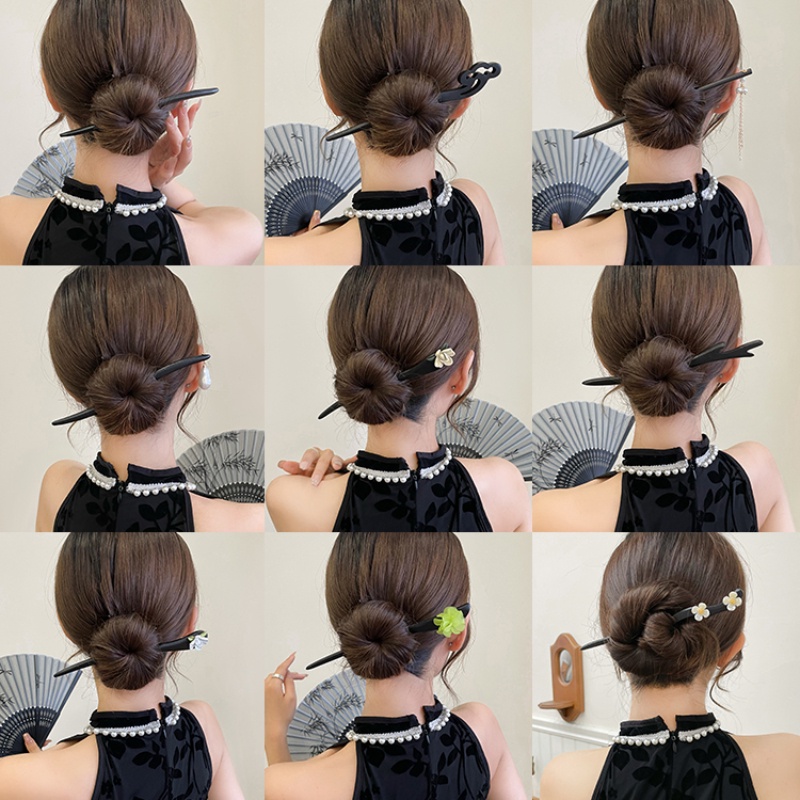 Trâm Cài Tóc Bằng Gỗ Màu Đen Phong Cách Trung Hoa Cổ Điển Thời Trang Cho Nữ