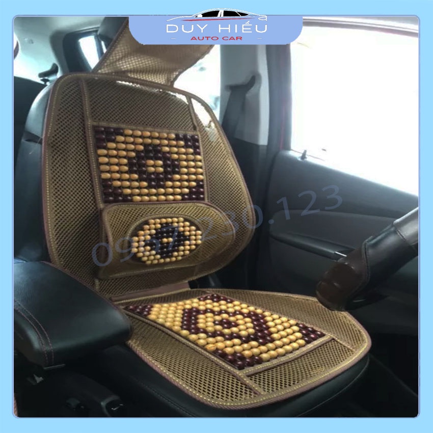Lót ghế kèm tựa lưng hạt gỗ thoáng mát dành cho mọi loại xe