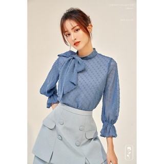 OLV - Áo kiểu Blue Steel Tie Neck Blouse