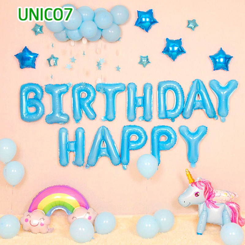 Set bóng trang trí sinh nhật tuổi ngựa unicorn