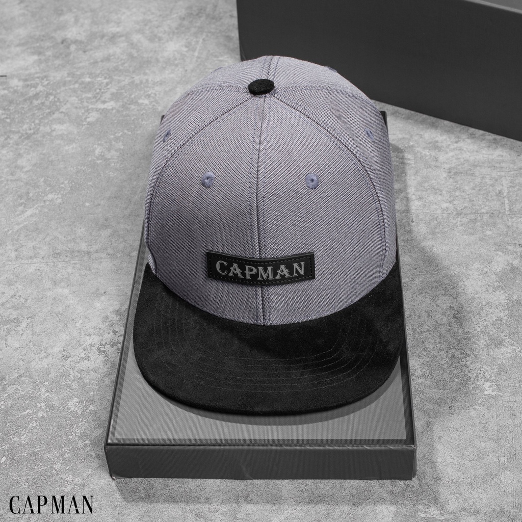 Mũ snapback chính hãng CAPMAN phong cách hiphop màu đen xám CM38