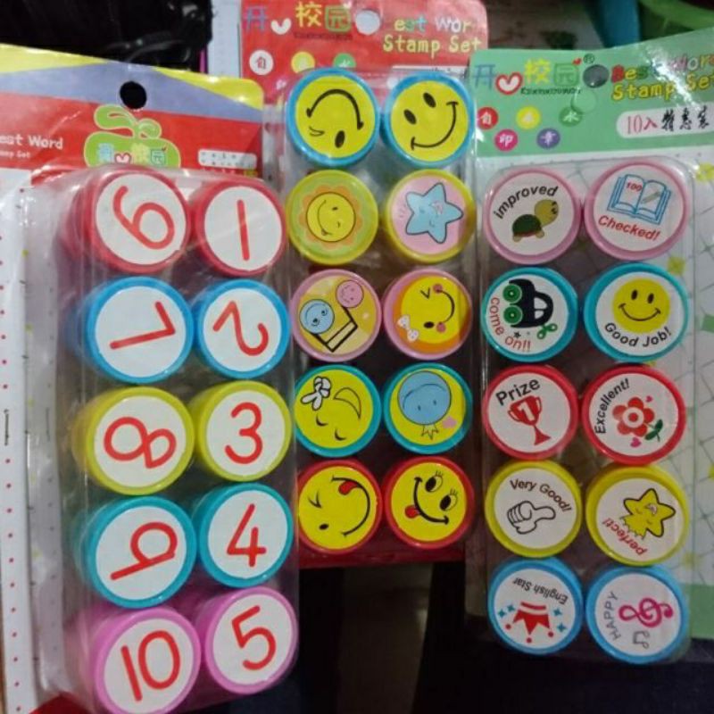 bộ 10 con dấu, dấu dập hình để khen ngợi