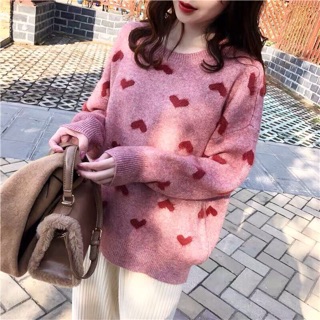 ÁO LEN TIM CỔ TRÒN