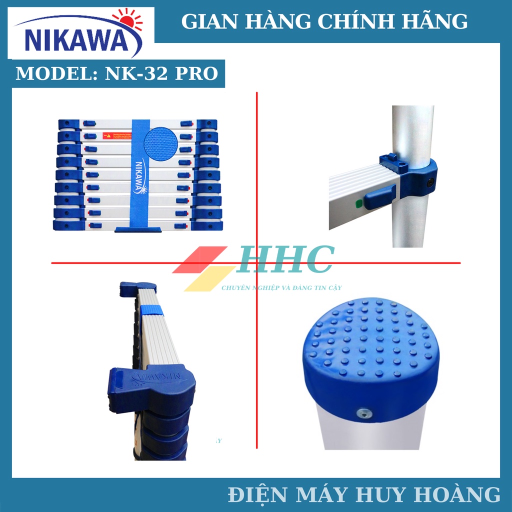 Thang nhôm rút đơn siêu bền Nikawa NK-32 New. NK-32 Pro