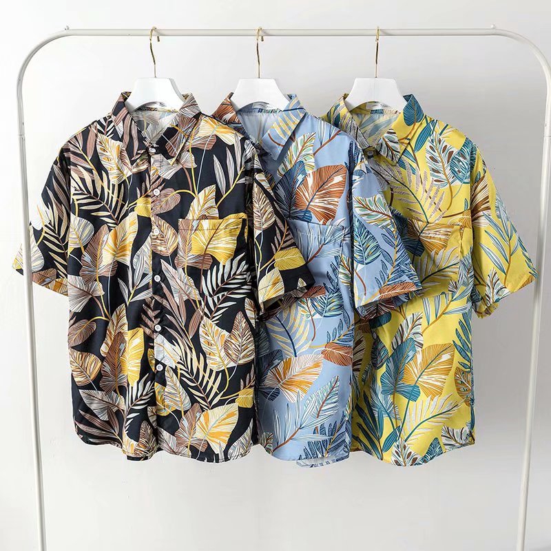 Sell well Men's fashion printing Leaves Hawaiian tropical style Short sleeve shirt | BigBuy360 - bigbuy360.vn