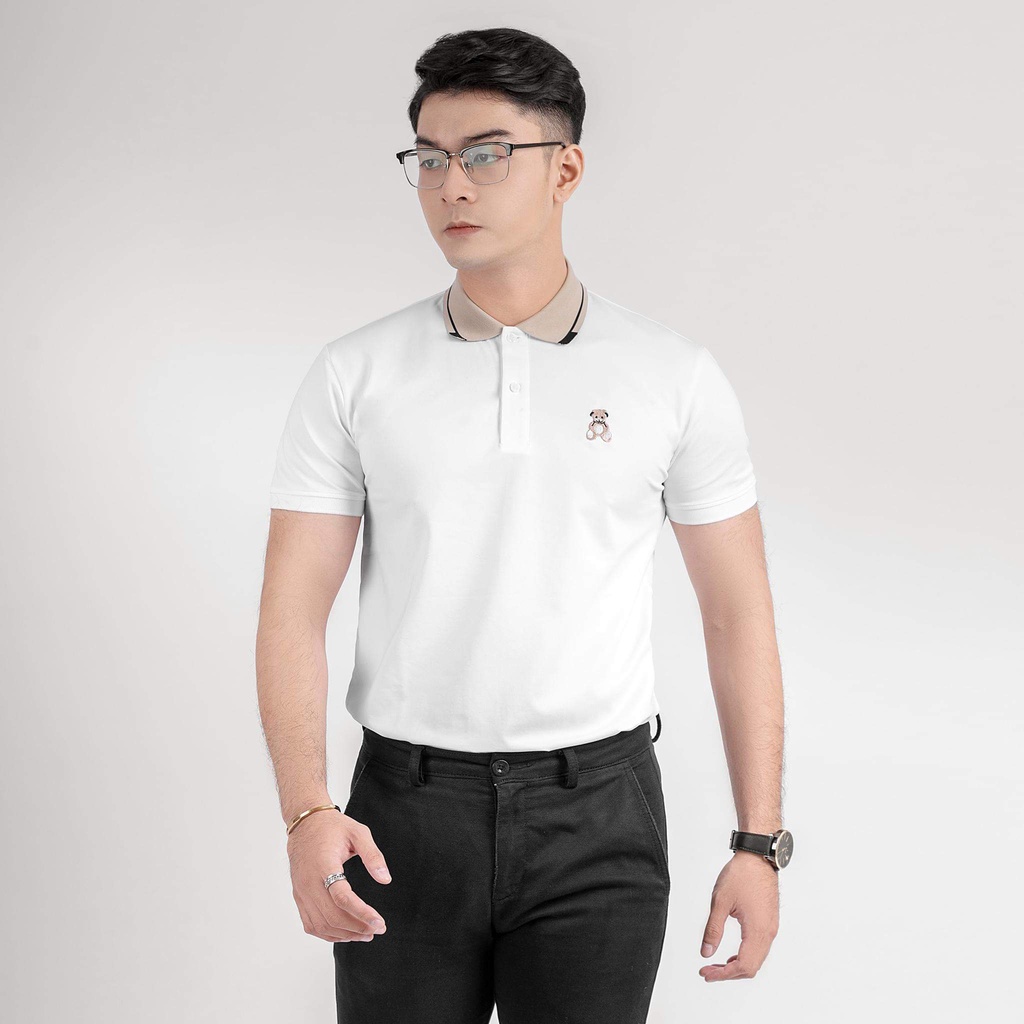 Áo thun POLO nam cổ bẻ Teader họa tiết thêu gấu chất liệu vải cá sấu Cotton mềm mịn chuẩn form  - AH STORE