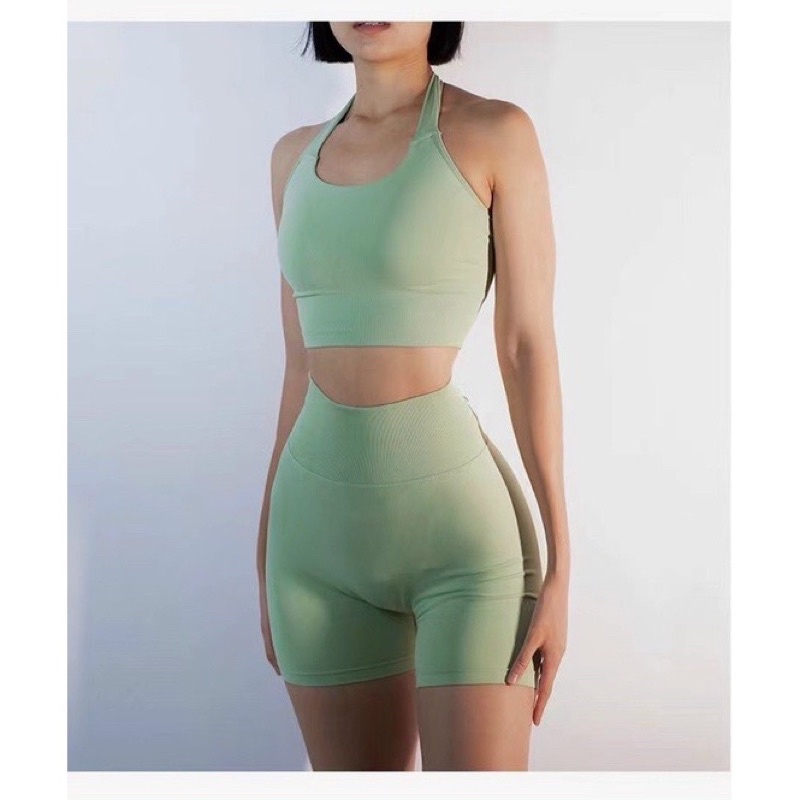 Bộ đồ tập gym, yoga buộc cổ kèm đệm ngực siêu hot mẫu mới 2022