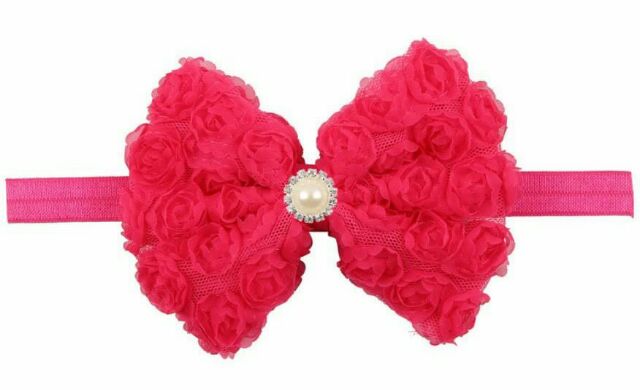 Băng đô ren nơ lớn đính hạt bé gái