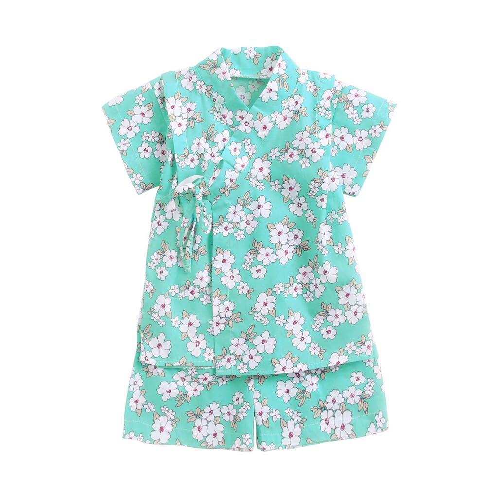 Bộ Quần Áo Sanlutoz Bằng Cotton Họa Tiết Bông Hoa Tay Ngắn Thời Trang Mùa Hè Cho Bé Gái