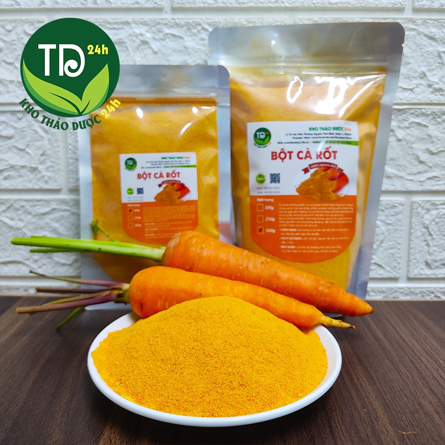 Bột cà rốt nguyên chất 100%, nguyên liệu tạo màu sắc &amp; hương vị cho các món ăn, làm đẹp da, đắp mặt nạ, làm sáng mắt