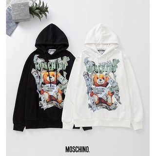 Áo Hoodie Dài Tay Có Nón In Chữ Moschino Sành Điệu Cao Cấp