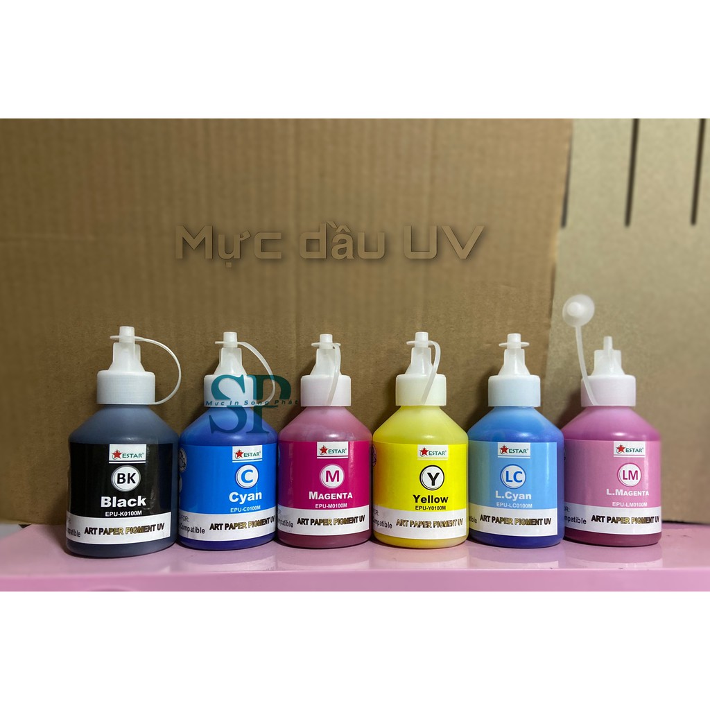 Bộ 6 chai mực dầu Pigment UV Epson 100ml