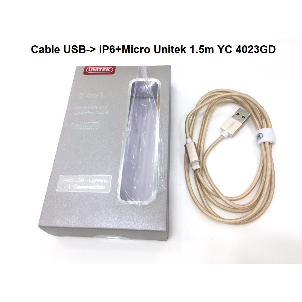CÁP USB-> IP6+Micro Unitek 1.5m YC 4023GD