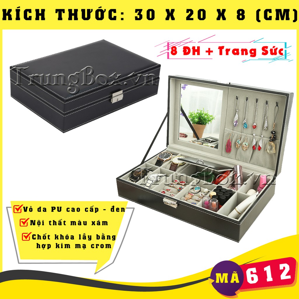 Hộp Đựng Đồng Hồ Trang Sức & Kính Mát nhiều mẫu - Vỏ Da PU Cao Cấp