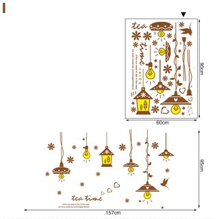 decal dán tường dây đèn vàng