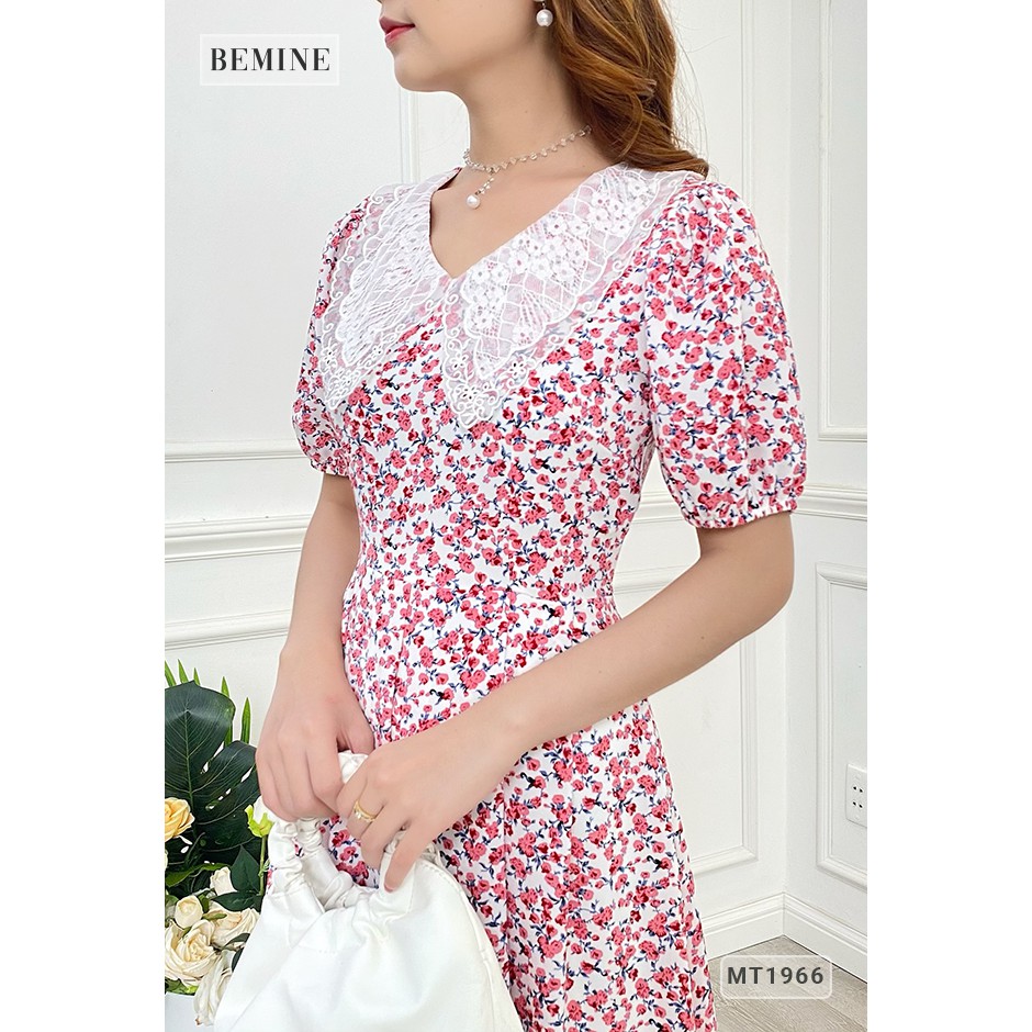 Đầm xòe hoa nhí tay bồng cổ ren BEMINE MT1966DO | BigBuy360 - bigbuy360.vn