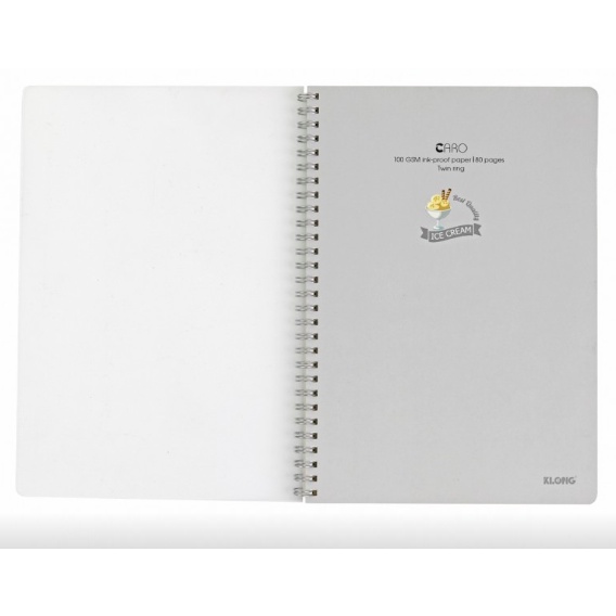 Tập Vở caro lò xo Klong size B5 80 trang MS 574 , sổ caro Klong 80 trang lò xo kép bìa nhựa trong PP màu Pastel cute
