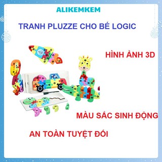 Đồ Chơi Xếp Hình Bằng Gỗ 3D [𝑭𝑹𝑬𝑬𝑺𝑯𝑰𝑷] Ghép Hình Cho Bé Logic