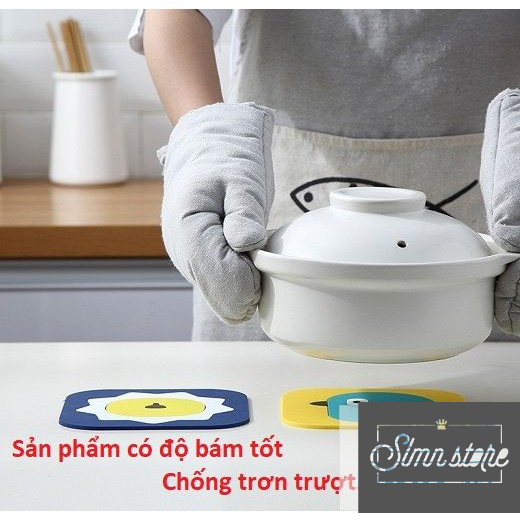 Combo 4 Miếng lót nồi HOẠT HÌNH Silicon Chịu Nhiệt Tốt Chống Trượt thân thiện với môi trường- màu ngẫu nhiên.Slmn_LNCute