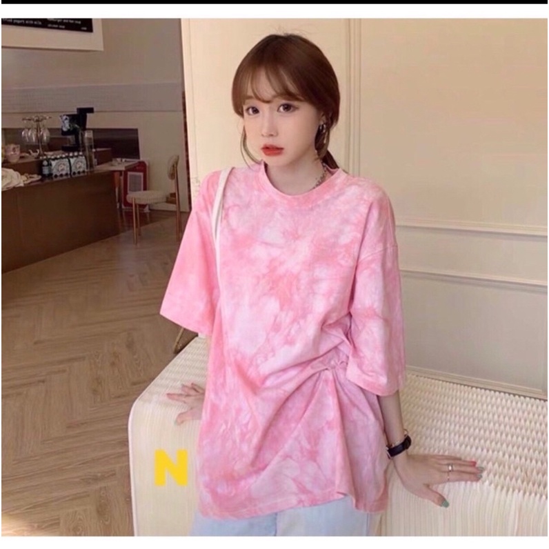 Áo thun nữ form rộng tay lỡ màu loang hồng cực xinh, chất liệu cotton thoáng mát , mềm mỏng