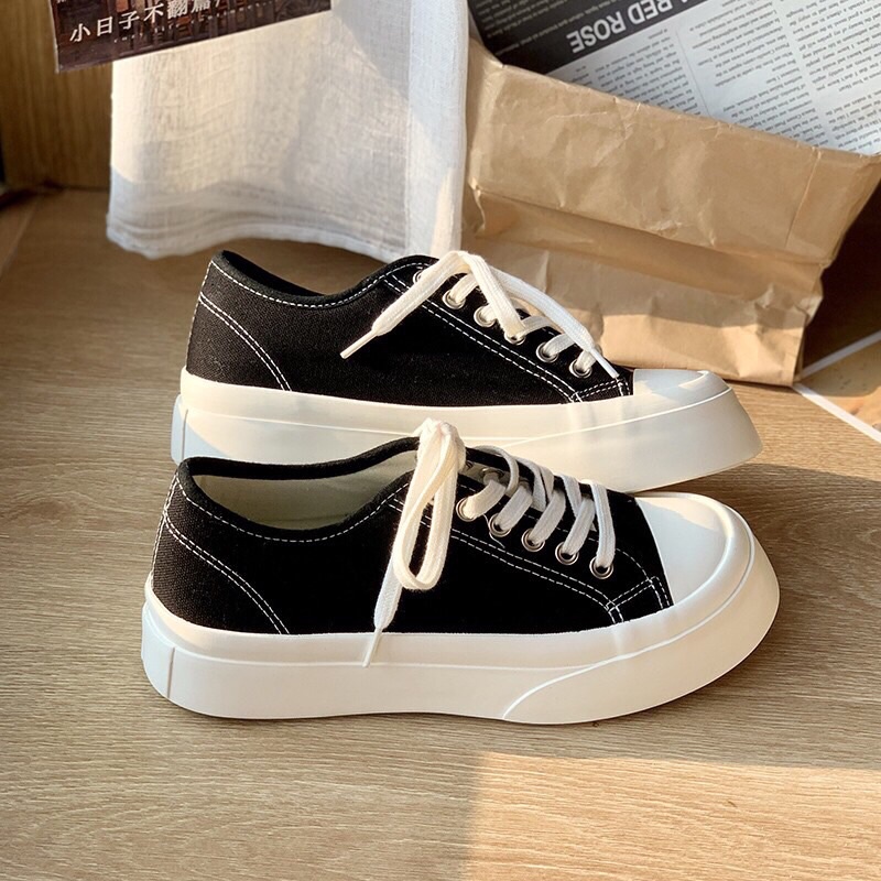 Giày thể thao sneaker nam nữ vải canvas dáng basic đế cao hot trend FLOWER G06 - nguyentrang239